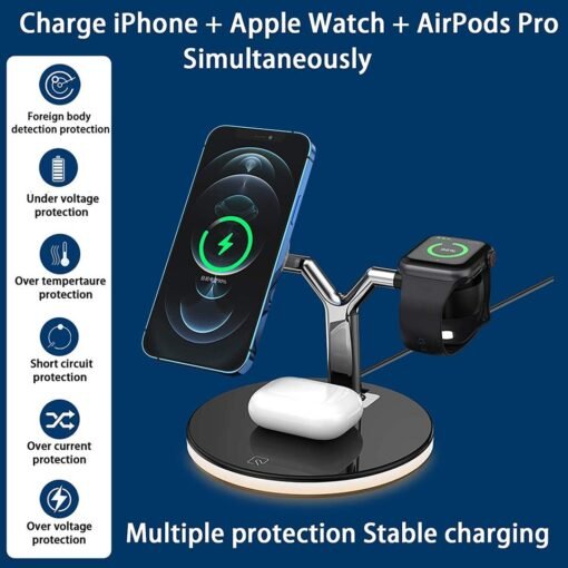 25W 3 in 1 Magnet Qi Fast Wireless Charger For Iphone 12 Mini Pro MAX - Image 3