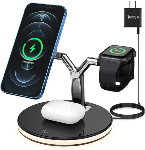 25W 3 in 1 Magnet Qi Fast Wireless Charger For Iphone 12 Mini Pro MAX