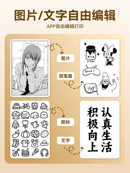 Shuofang t50pro petite photo photo photo photo imprimante peut Être connecté à L'animation de téléphone bandes mobiles Dessins décompte à principal autocollants de poche de desin photos simples de poche mini-portable – Image 3