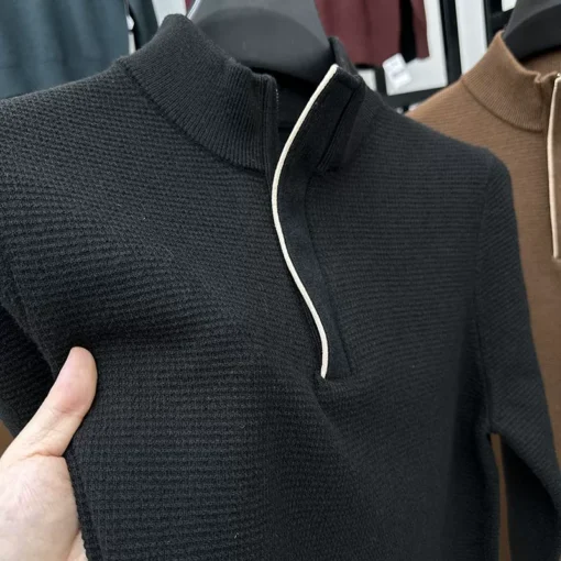 | Offre spéciale de la marque Hong Kong | Pull d'hiver pour le support de la fermeture à glissière hivernure des sommets chauds épaissis pour les aiguilles d'âge moyen et jeunes décontractées – Image 2