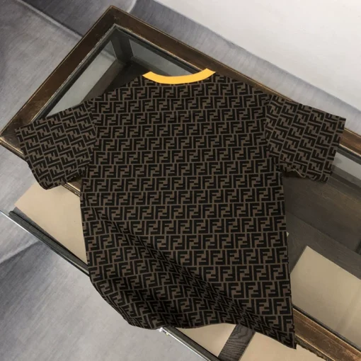 2025 Été Nouveau FF Lettre complète Imprimé à manches courtes et à manches à manches courtes Jacquard Logo Round Neck T-shirt Top – Image 2