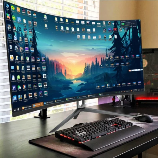 LCD Incurvé 32 Pouces Ornideur Moniteur 27 Grand Écran 144Hz Jeu 165 Écran en queue de coiffure 2k Haute Définition 24