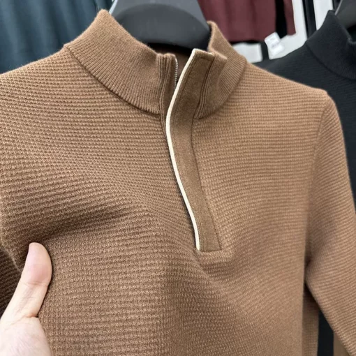 | Offre spéciale de la marque Hong Kong | Pull d'hiver pour le support de la fermeture à glissière hivernure des sommets chauds épaissis pour les aiguilles d'âge moyen et jeunes décontractées – Image 3