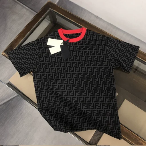 2025 Été Nouveau FF Lettre complète Imprimé à manches courtes et à manches à manches courtes Jacquard Logo Round Neck T-shirt Top – Image 3
